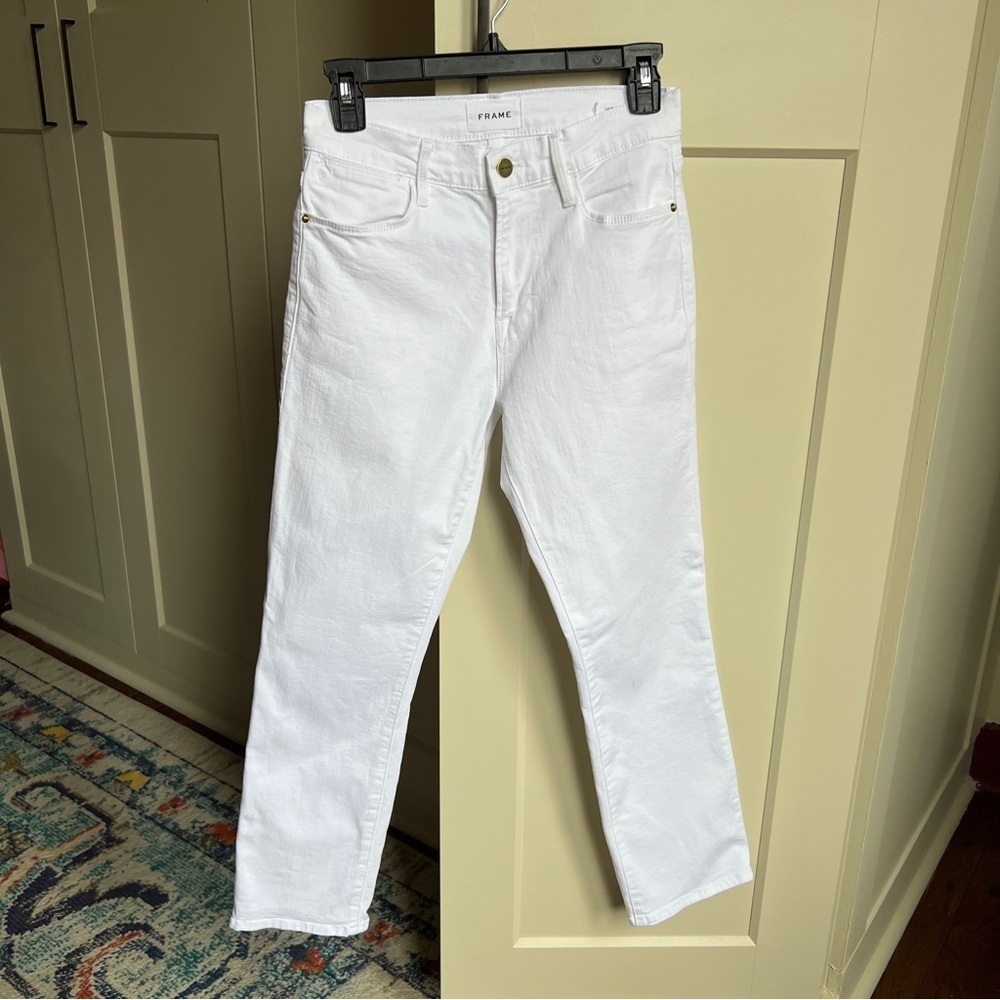 FRAME Le High Straight Jeans in Blanc White Size 27 or 4